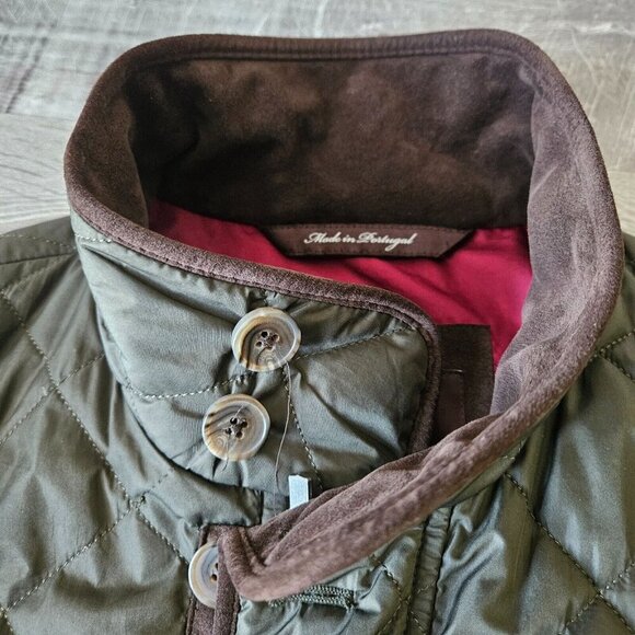 Robert Talbott Willow Creek Quilted Chore Coat Olive Button Zip Jacket Size M - Picture 13 of 16